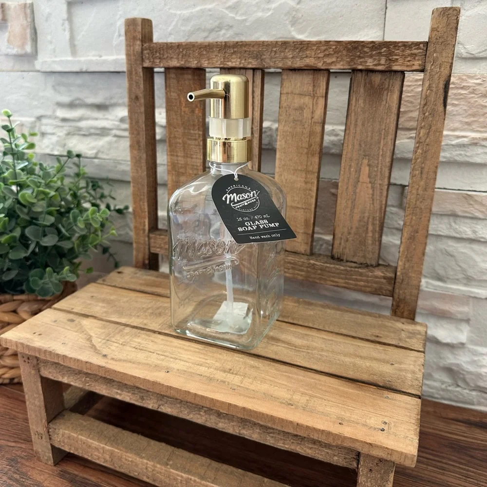 🆕 Mason Glass Soap Dispenser with a Gold Pump!